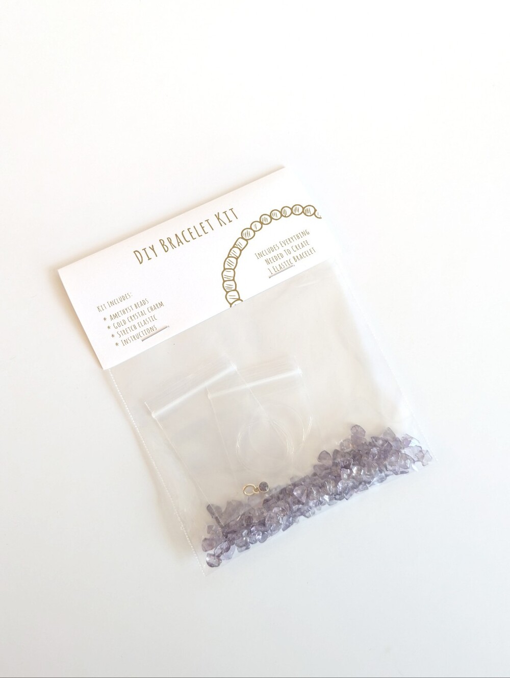 DIY Amethyst Charm Beaded Bracelet Jewelry Making Kit - Purple